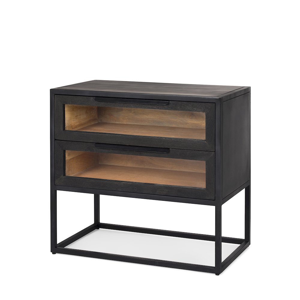 Sloan Black WoodBlack Metal Frame Side Table