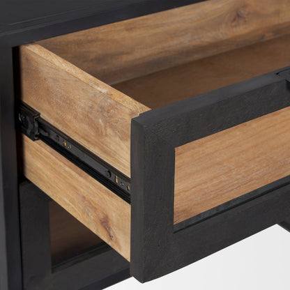 Sloan Black WoodBlack Metal Frame Side Table