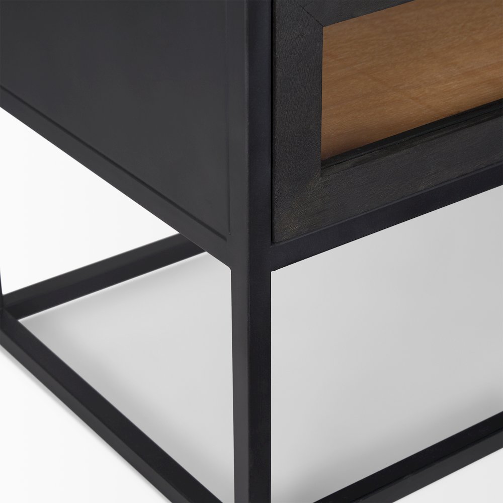 Sloan Black WoodBlack Metal Frame Side Table