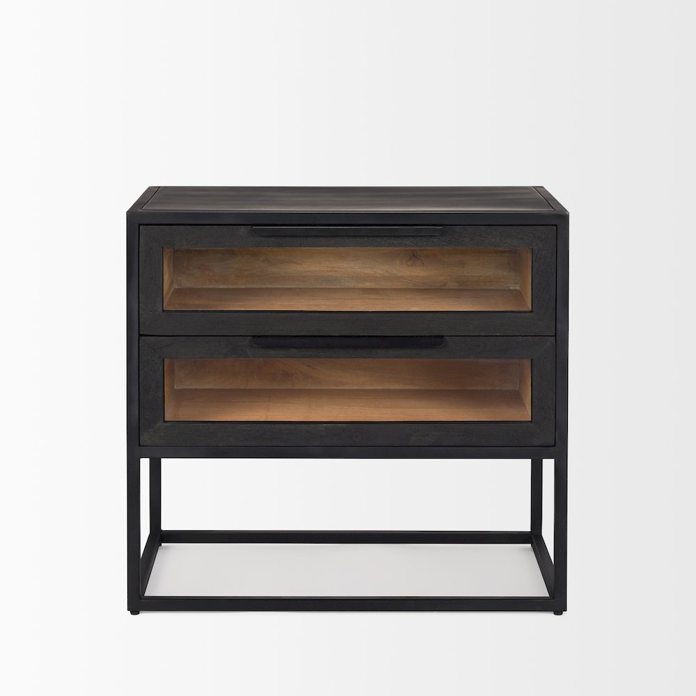 Sloan Black WoodBlack Metal Frame Side Table