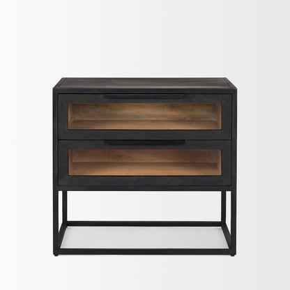 Sloan Black WoodBlack Metal Frame Side Table