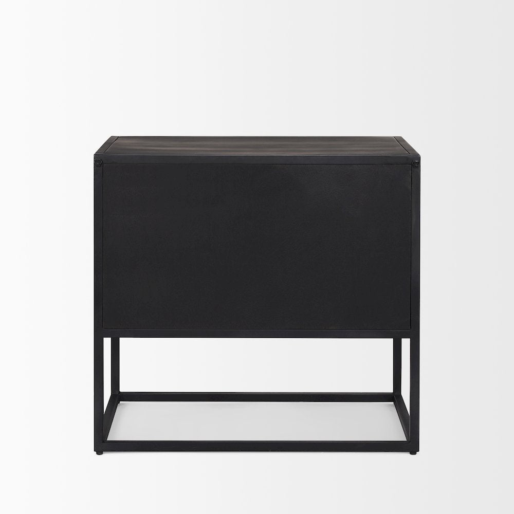 Sloan Black WoodBlack Metal Frame Side Table
