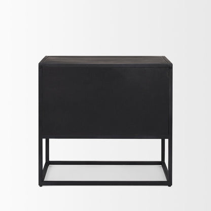 Sloan Black WoodBlack Metal Frame Side Table