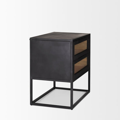 Sloan Black WoodBlack Metal Frame Side Table