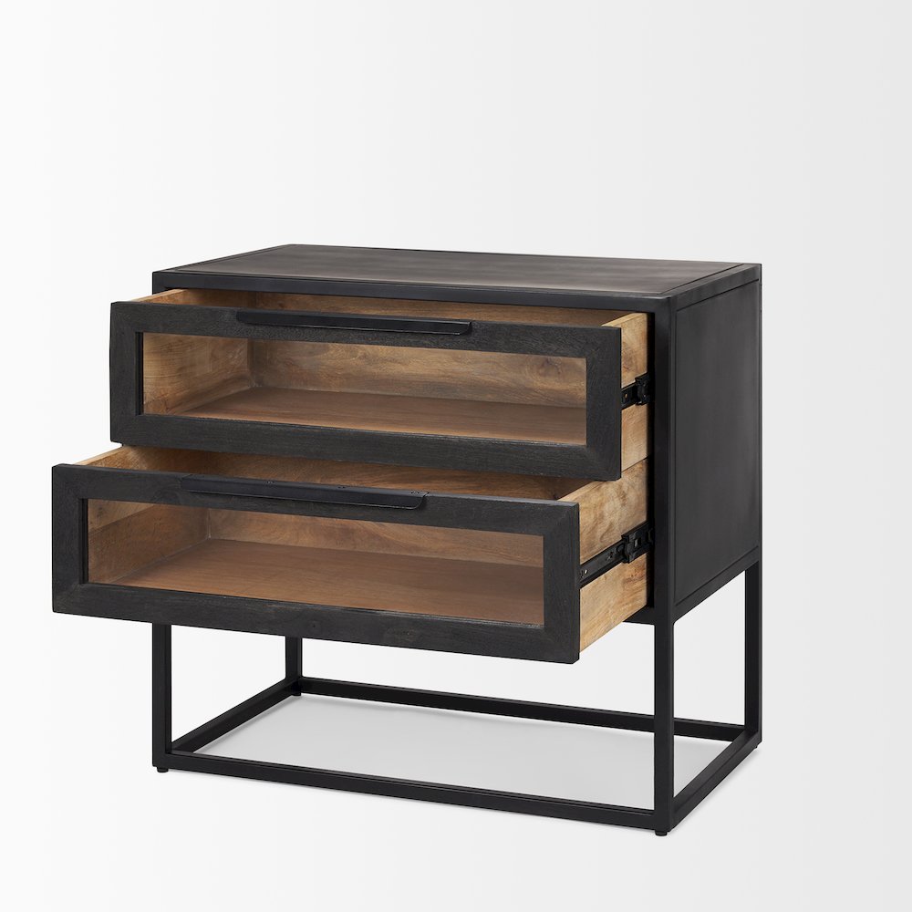Sloan Black WoodBlack Metal Frame Side Table