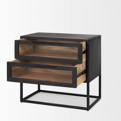 Sloan Black WoodBlack Metal Frame Side Table