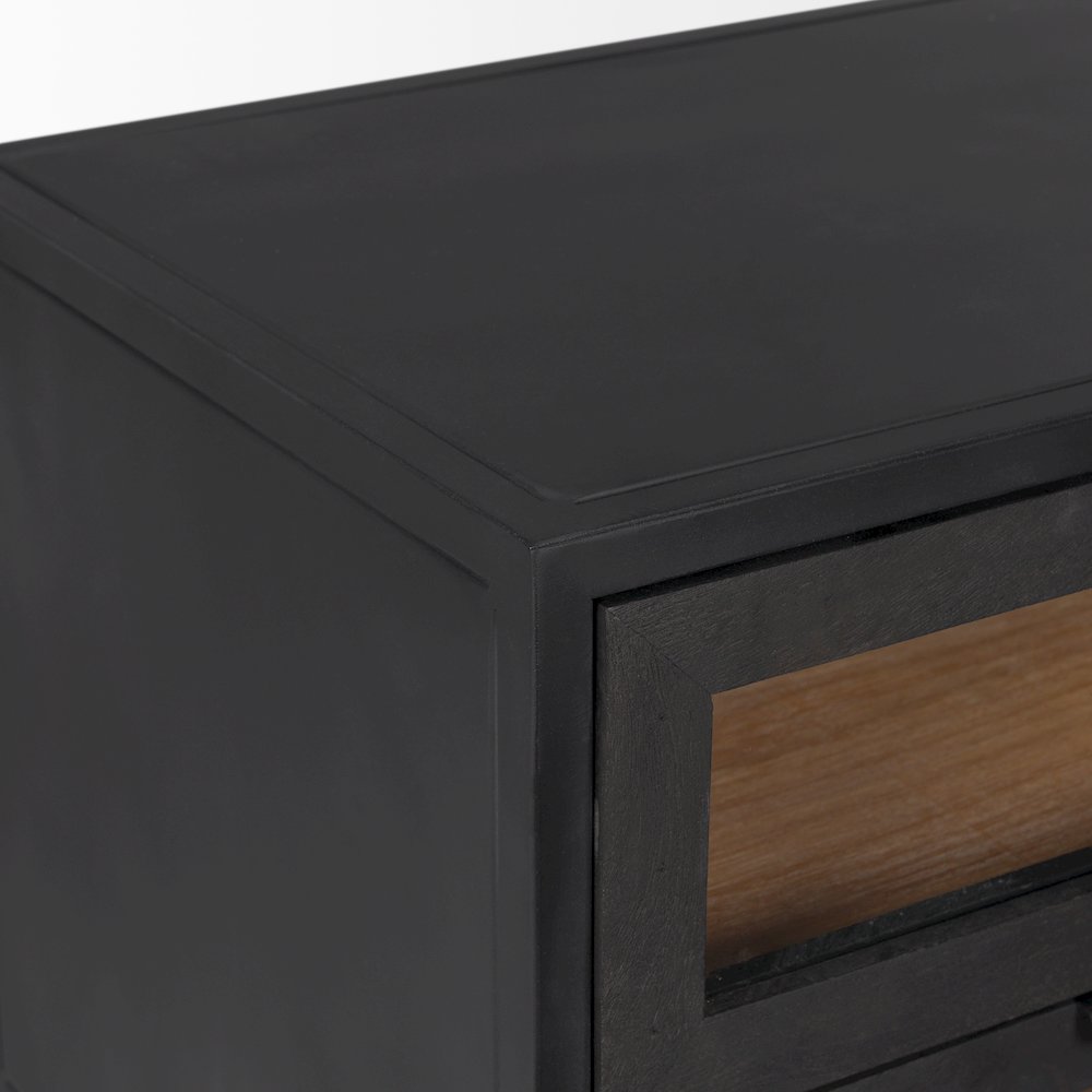 Sloan Black WoodBlack Metal Frame Side Table