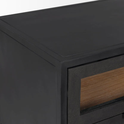 Sloan Black WoodBlack Metal Frame Side Table