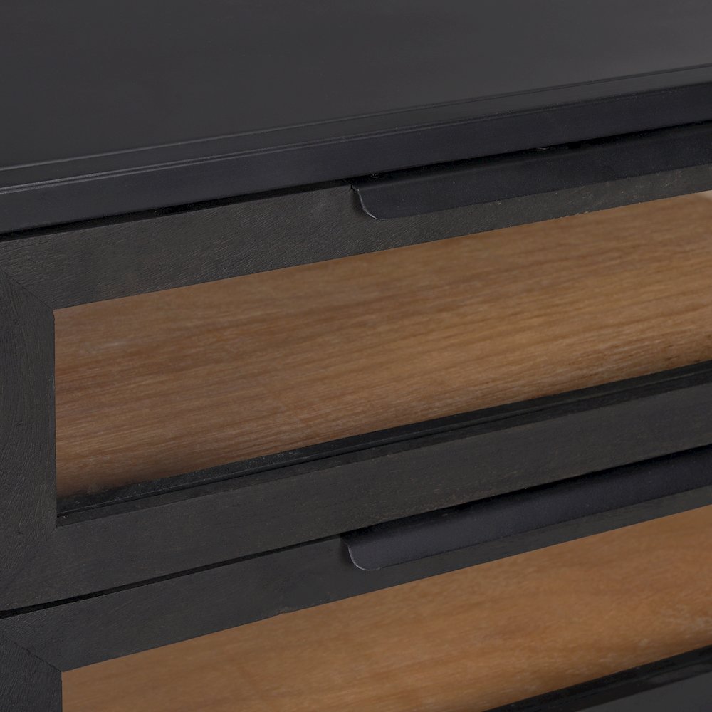 Sloan Black WoodBlack Metal Frame Side Table