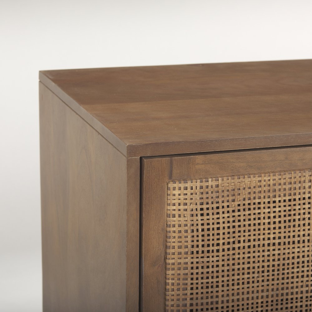 Grier 65.0L x 18.75W x 23.0H Medium Brown Solid WoodCane Media Console