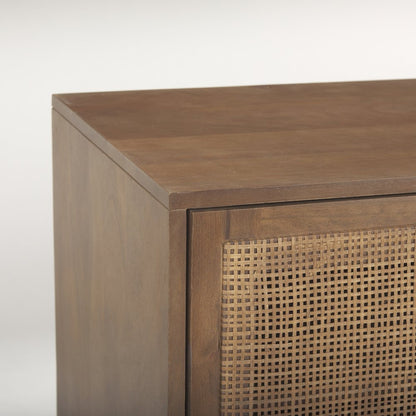 Grier 65.0L x 18.75W x 23.0H Medium Brown Solid WoodCane Media Console