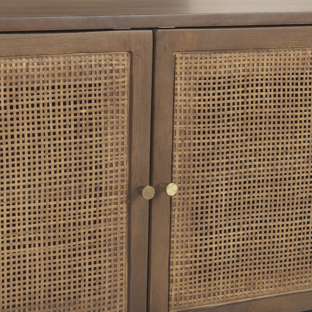 Grier 65.0L x 18.75W x 23.0H Medium Brown Solid WoodCane Media Console