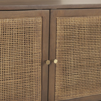 Grier 65.0L x 18.75W x 23.0H Medium Brown Solid WoodCane Media Console