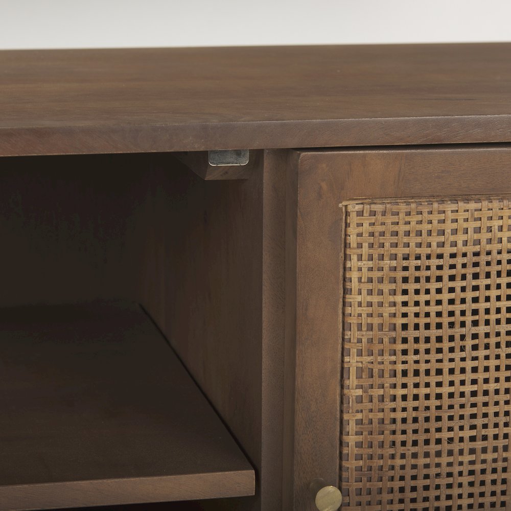 Grier 65.0L x 18.75W x 23.0H Medium Brown Solid WoodCane Media Console