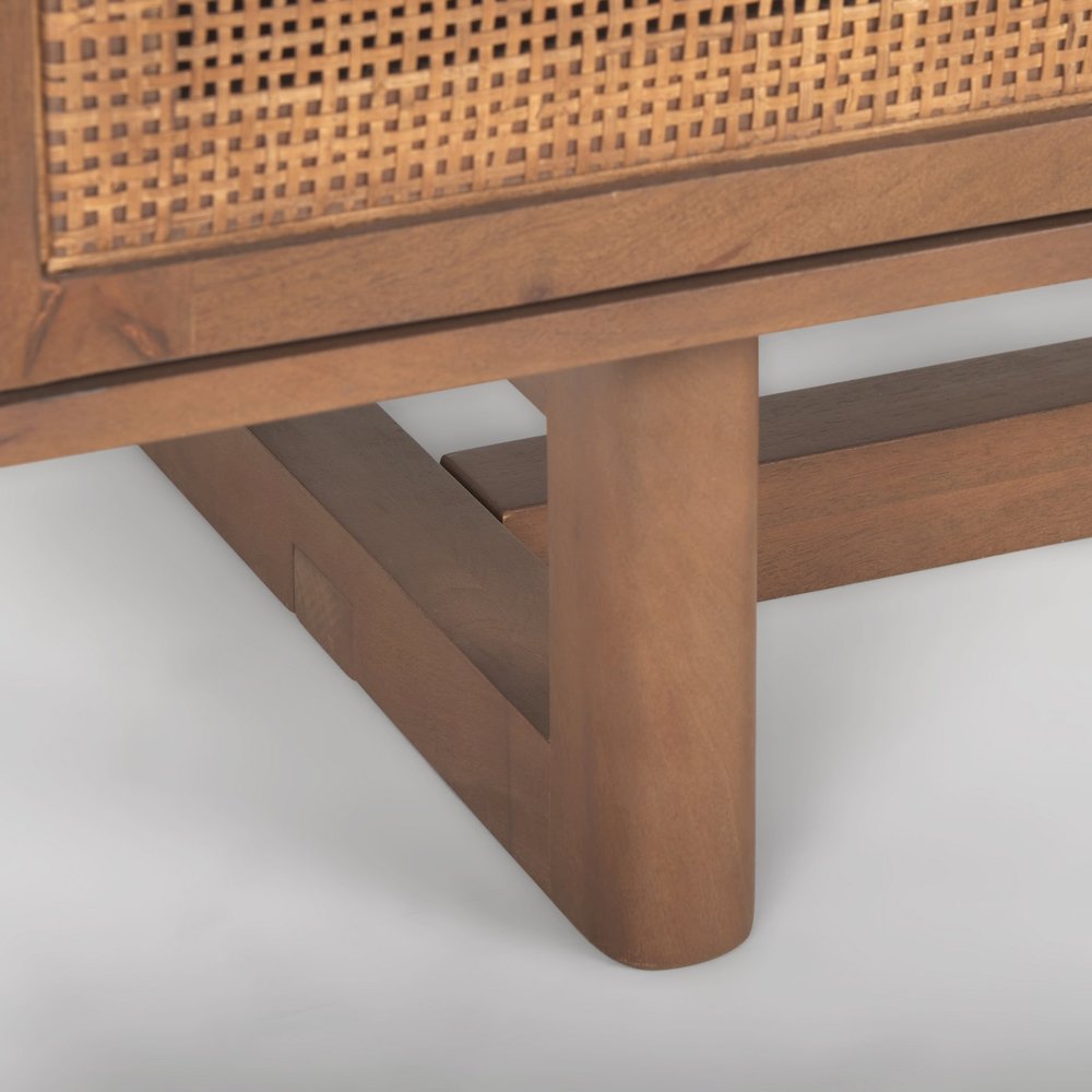 Grier 65.0L x 18.75W x 23.0H Medium Brown Solid WoodCane Media Console