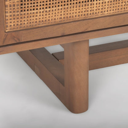 Grier 65.0L x 18.75W x 23.0H Medium Brown Solid WoodCane Media Console
