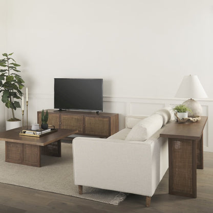 Grier 65.0L x 18.75W x 23.0H Medium Brown Solid WoodCane Media Console