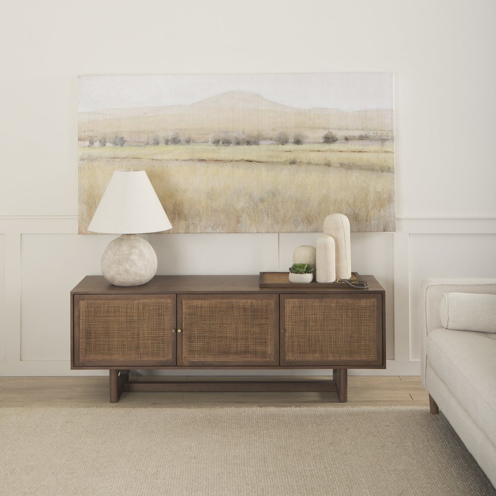 Grier 65.0L x 18.75W x 23.0H Medium Brown Solid WoodCane Media Console