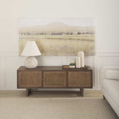 Grier 65.0L x 18.75W x 23.0H Medium Brown Solid WoodCane Media Console