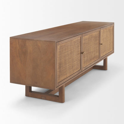Grier 65.0L x 18.75W x 23.0H Medium Brown Solid WoodCane Media Console
