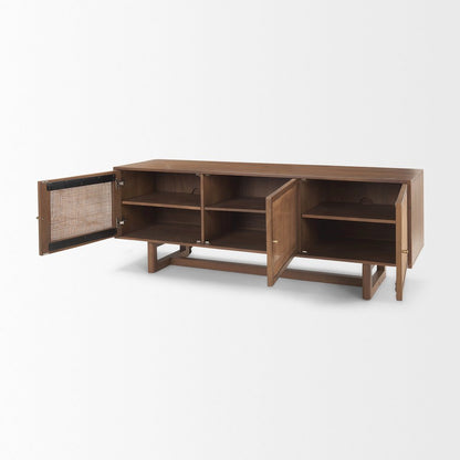 Grier 65.0L x 18.75W x 23.0H Medium Brown Solid WoodCane Media Console