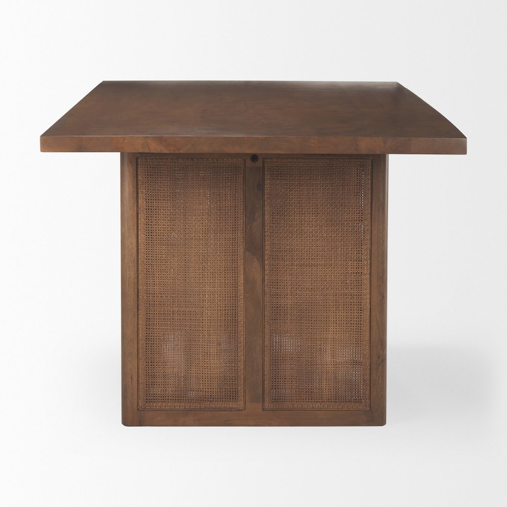 Grier 84L Medium Brown Wood Cane Dining Table