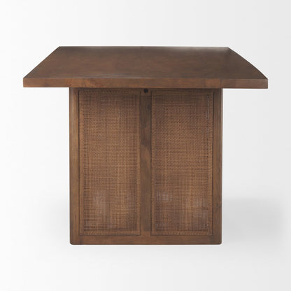 Grier 84L Medium Brown Wood Cane Dining Table