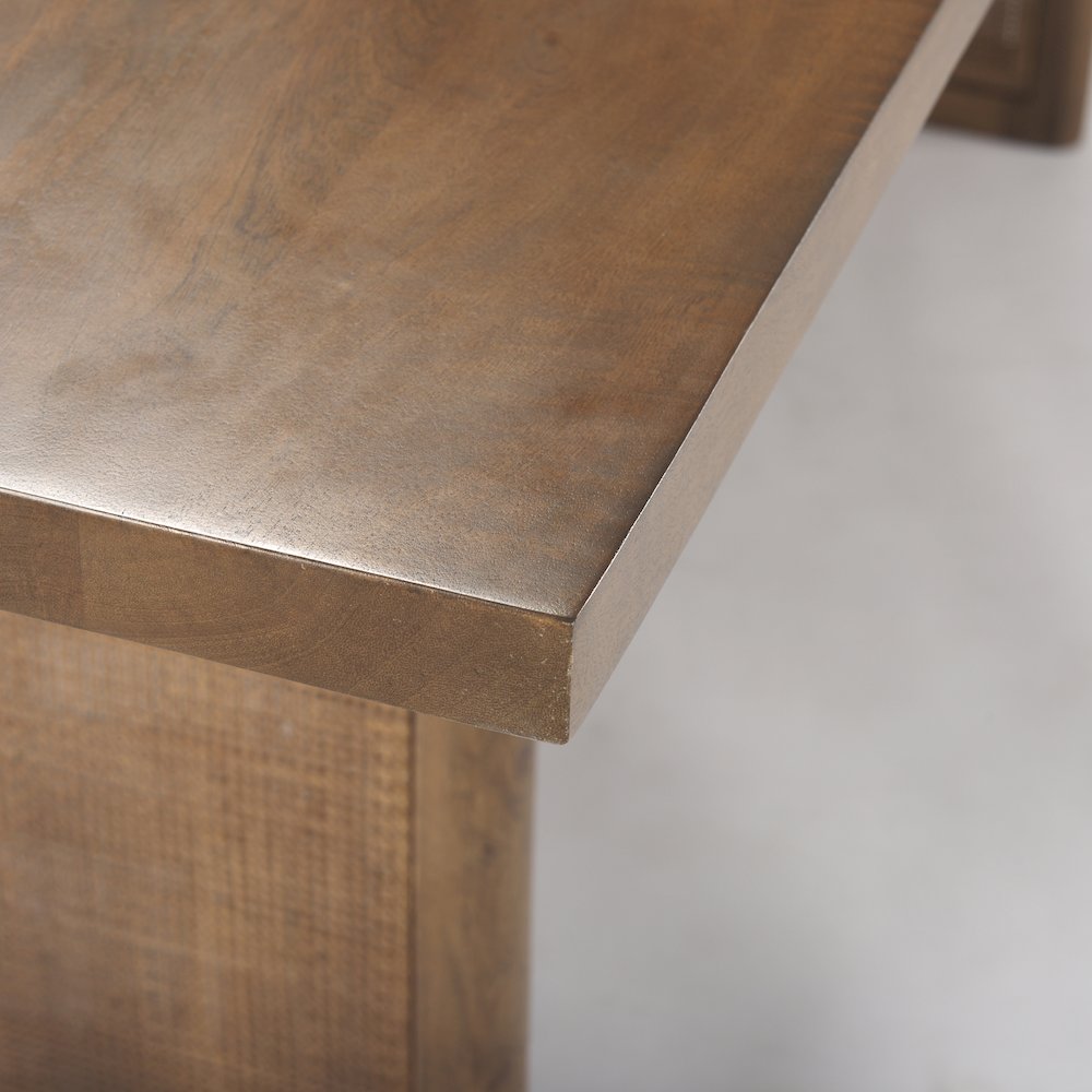 Grier 84L Medium Brown Wood Cane Dining Table