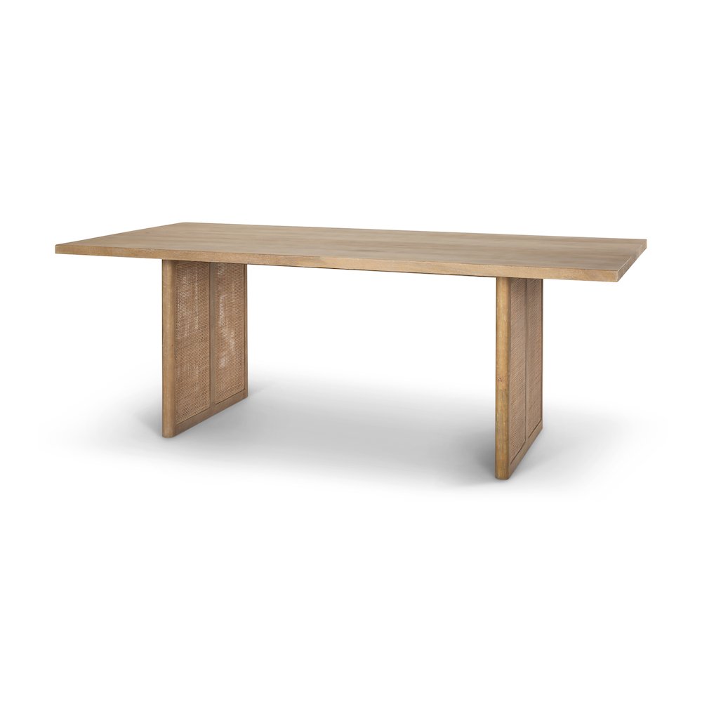 Grier 84L Light Brown Wood Cane Dining Table