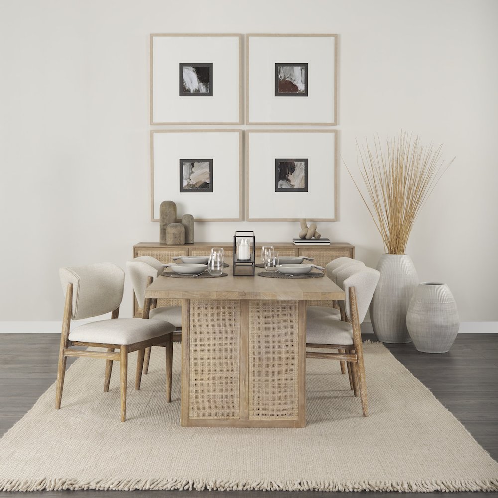 Grier 84L Light Brown Wood Cane Dining Table