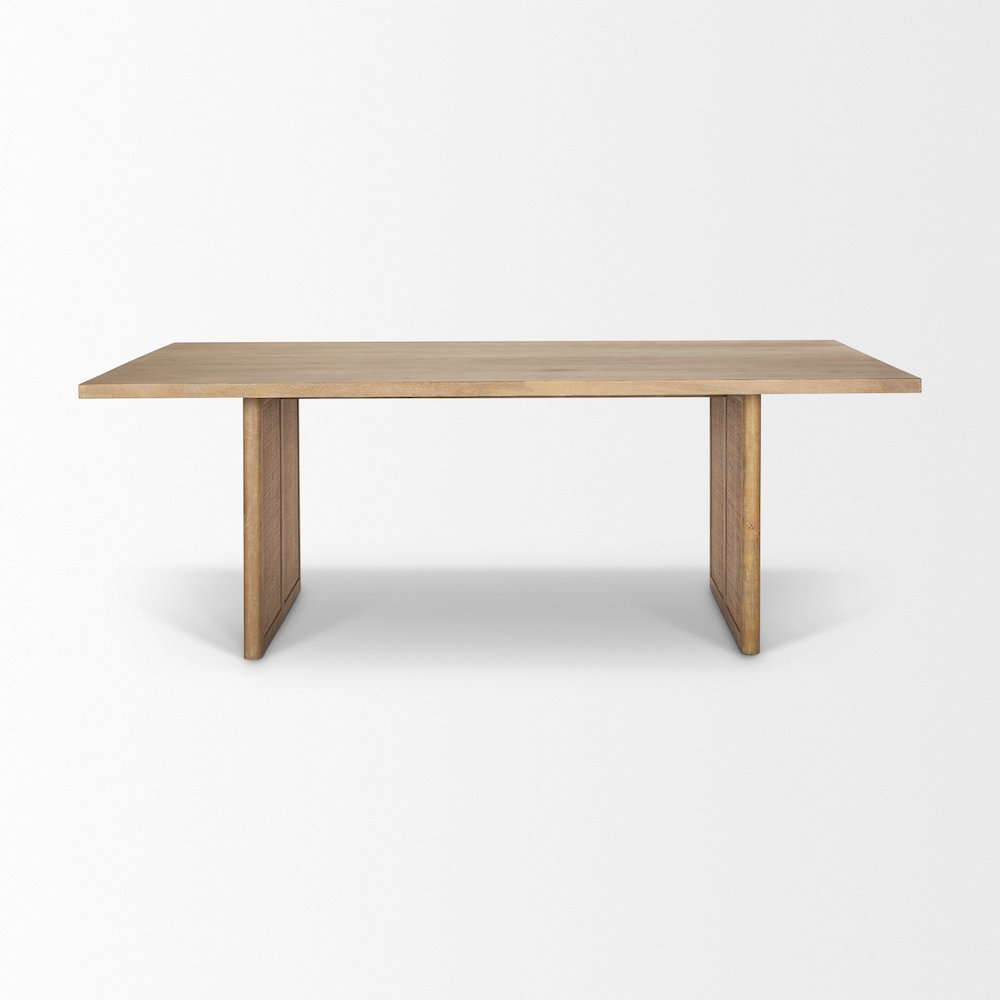Grier 84L Light Brown Wood Cane Dining Table