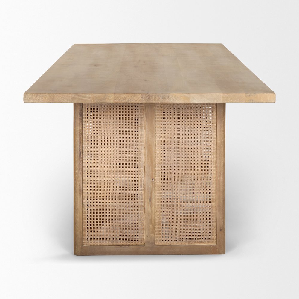 Grier 84L Light Brown Wood Cane Dining Table