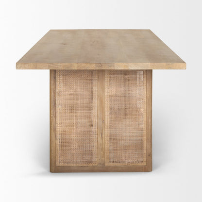 Grier 84L Light Brown Wood Cane Dining Table