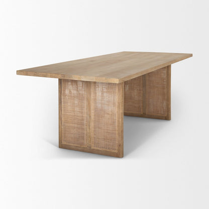 Grier 84L Light Brown Wood Cane Dining Table