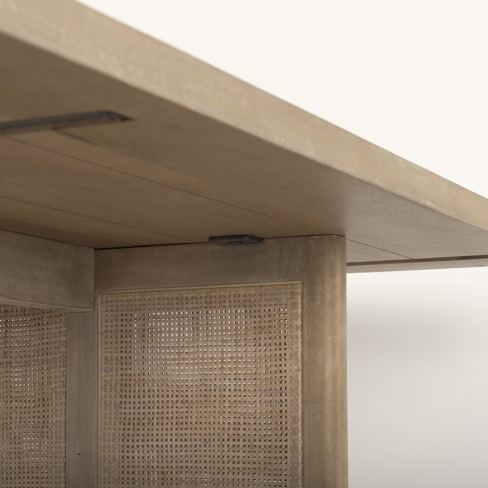Grier 84L Light Brown Wood Cane Dining Table