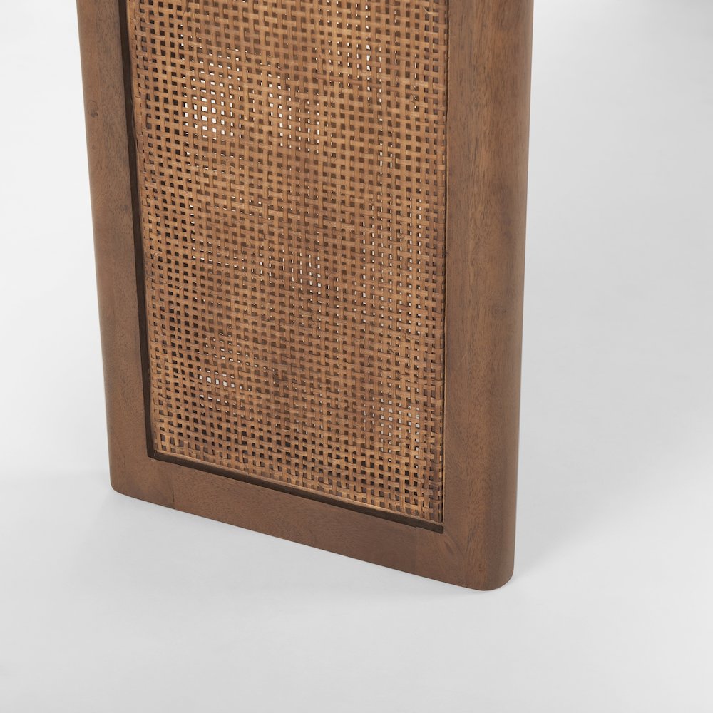 Medium Brown Solid Wood Cane Console Table