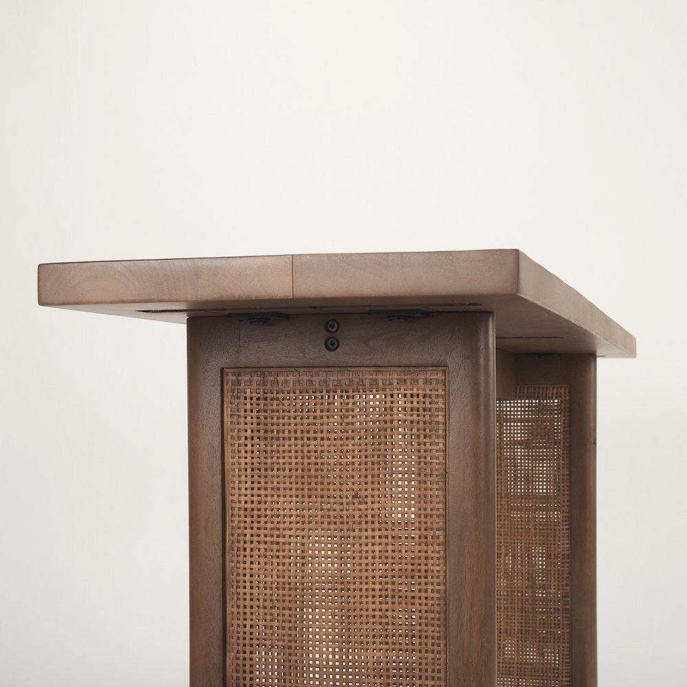 Medium Brown Solid Wood Cane Console Table