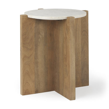 Wood And Marble Accent Table
