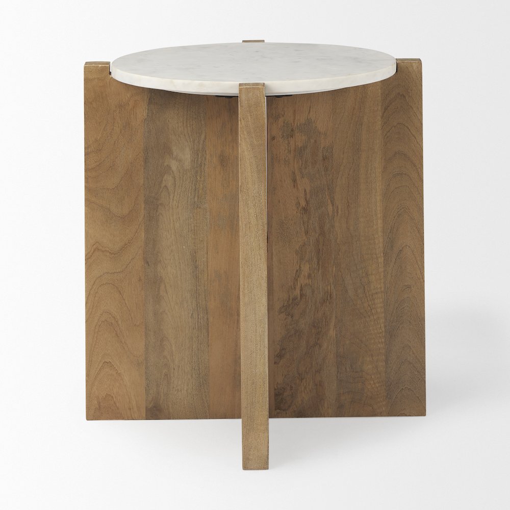Wood And Marble Accent Table