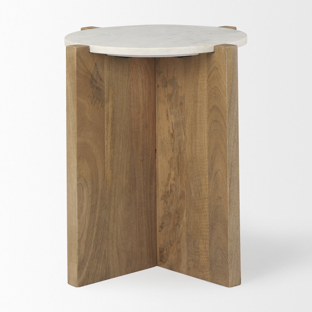 Wood And Marble Accent Table