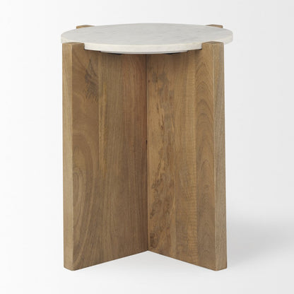 Wood And Marble Accent Table