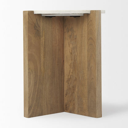 Wood And Marble Accent Table