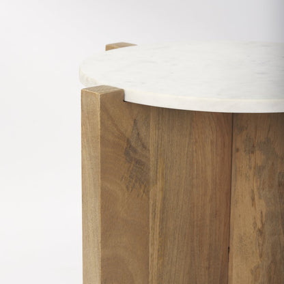 Wood And Marble Accent Table