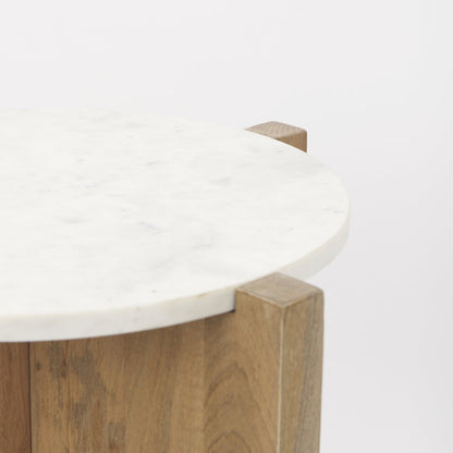 Wood And Marble Accent Table