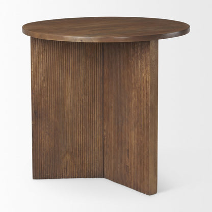 32" Round Tabletop Fluted Wood Base Foyer Accent Table