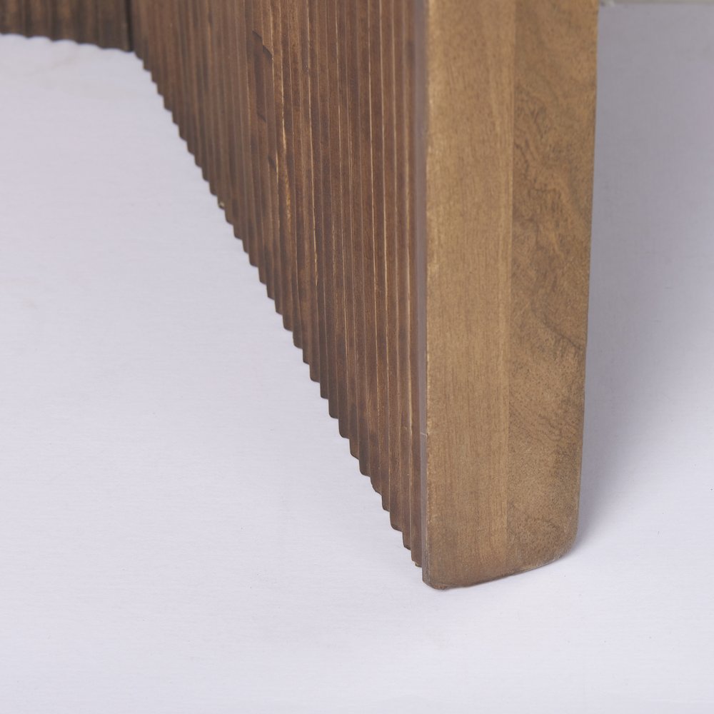 32" Round Tabletop Fluted Wood Base Foyer Accent Table