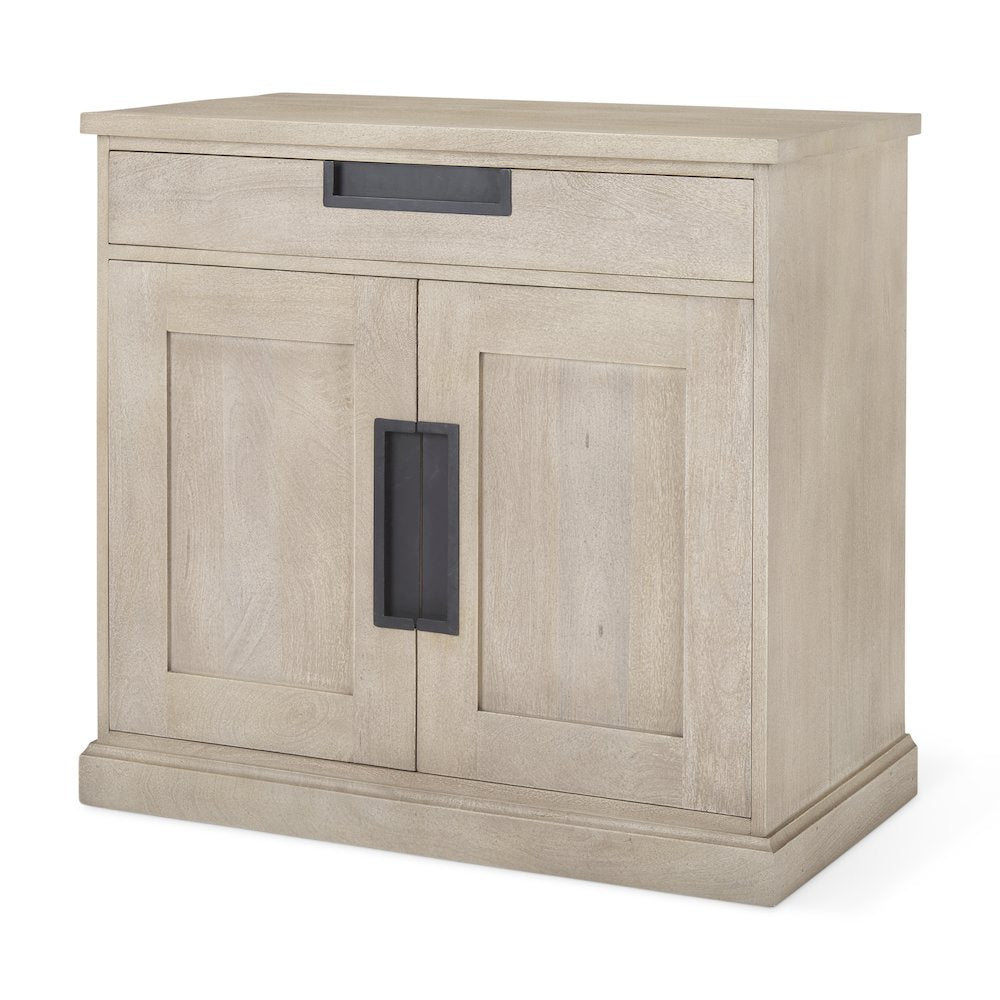 Beige Woodblack Accents 2 Door Accent Cabinet