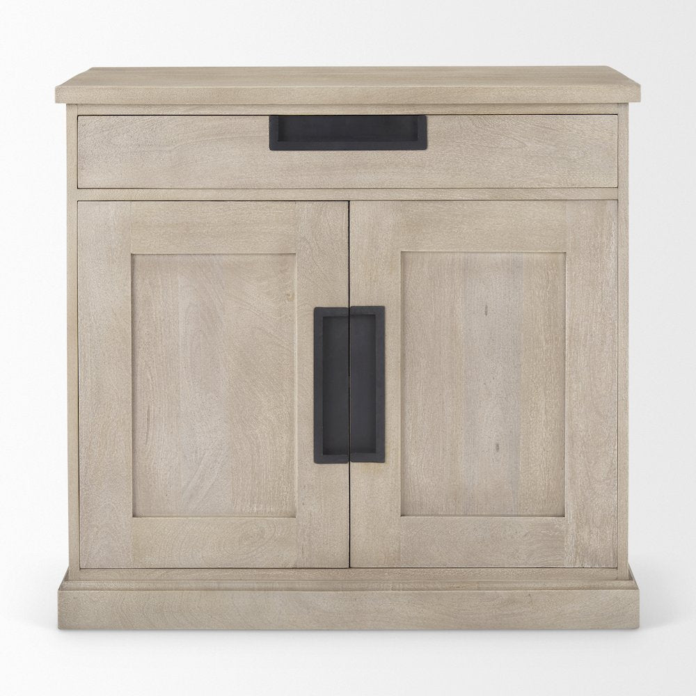 Beige Woodblack Accents 2 Door Accent Cabinet