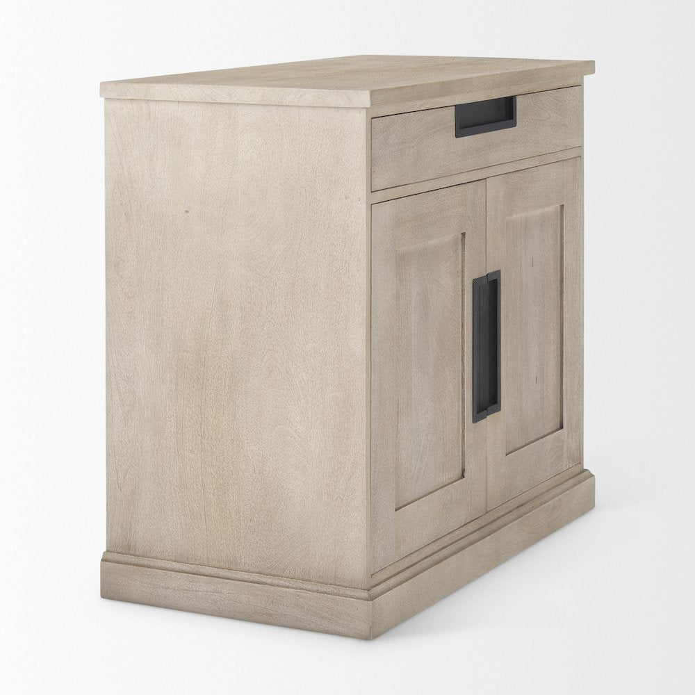 Beige Woodblack Accents 2 Door Accent Cabinet