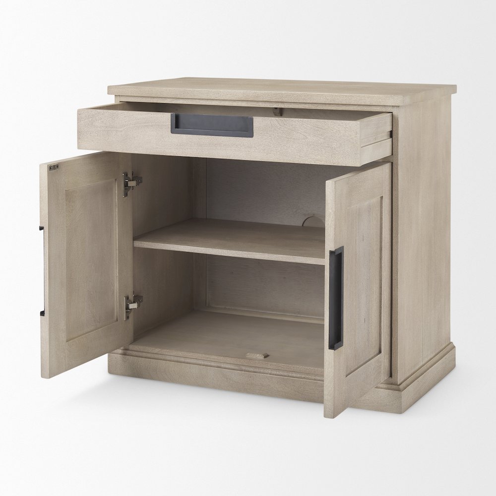 Beige Woodblack Accents 2 Door Accent Cabinet